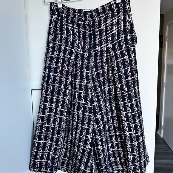 Iris and Ink High Waisted Tweed Pleated Wool Multi Coloured Culottes Size 4 - Picture 4 of 11